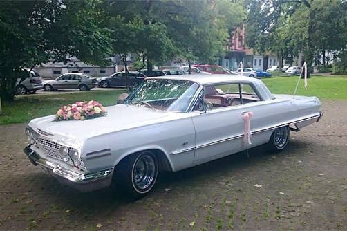 Rosa Rosen Traum Traumami Traumlimousine Hochzeitslimousine wedding car with flowers